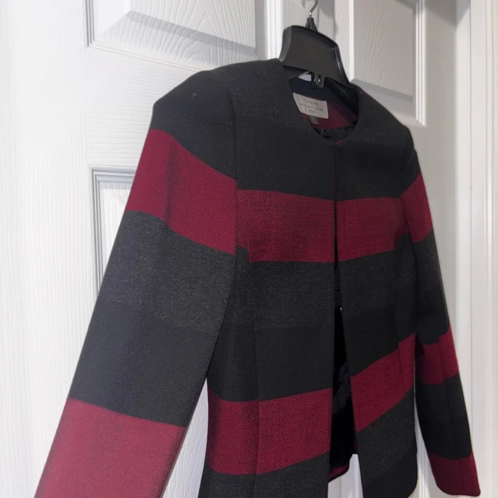 TAHARI Color Block Stripe Blazer SZ 0P​​ - Picture 4 of 9